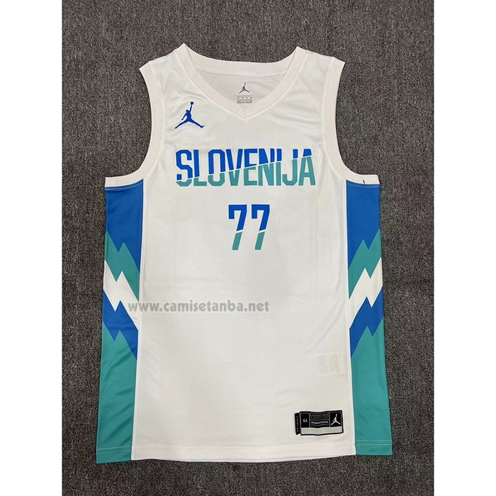 Camiseta Slovenia Luka Doncic #77 Primera Blanco